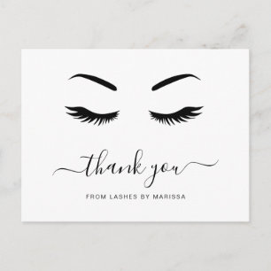 Lashes minimalistisch zwart-wit elegant bedankt briefkaart