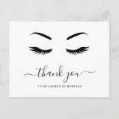 Lashes minimalistisch zwart-wit elegant bedankt briefkaart (Voorkant)