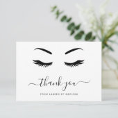 Lashes minimalistisch zwart-wit elegant bedrijf bedankkaart (Staand voorkant)