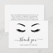 Lashes minimalistisch zwart-wit elegant bedrijf bedankkaart (Voorkant / Achterkant)
