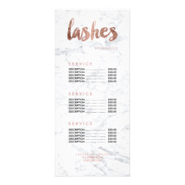 Lashes modern goudtipografiemarmer price list reclamekaart