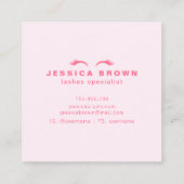 Lashes modern minimalistisch elegant roze vierkante visitekaartje (Achterkant)