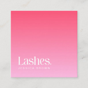 Lashes modern minimalistisch elegant roze vierkante visitekaartje