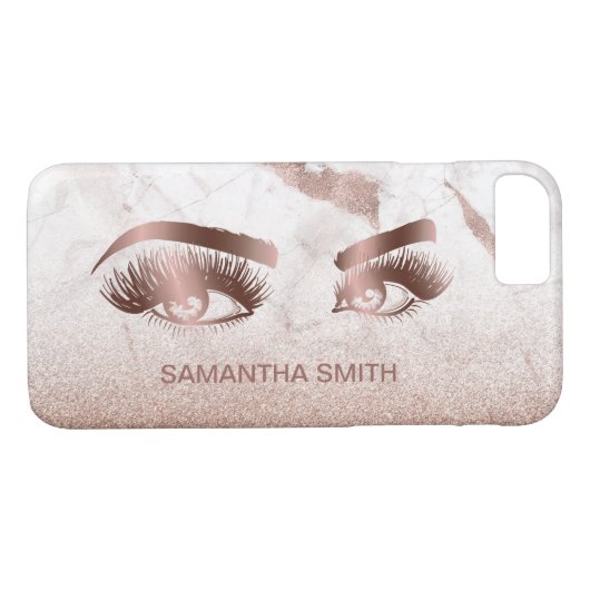 Lashes Modern Roos Gold Marble Make-up Artist Case-Mate iPhone Case (Achterkant (Horizontaal))