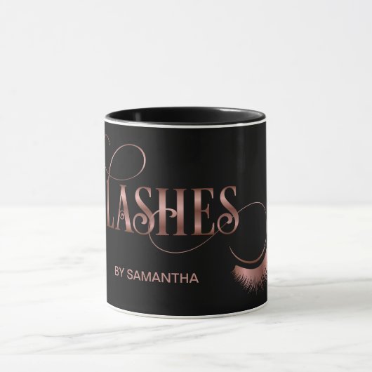 Lashes Modern Roos Gold Typography Make-up Artist Mok (Midden)