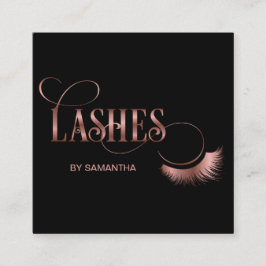 Lashes Modern Roos Gold Typography Make-up Artist Vierkante Visitekaartje