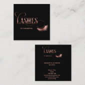 Lashes Modern Roos Gold Typography Make-up Artist Vierkante Visitekaartje (Voorkant / Achterkant)