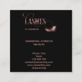 Lashes Modern Roos Gold Typography Make-up Artist Vierkante Visitekaartje (Achterkant)