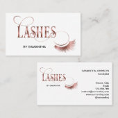 Lashes Modern Roos Gold Typography Make-up Artist Visitekaartje (Voorkant / Achterkant)