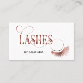 Lashes Modern Roos Gold Typography Make-up Artist Visitekaartje (Voorkant)