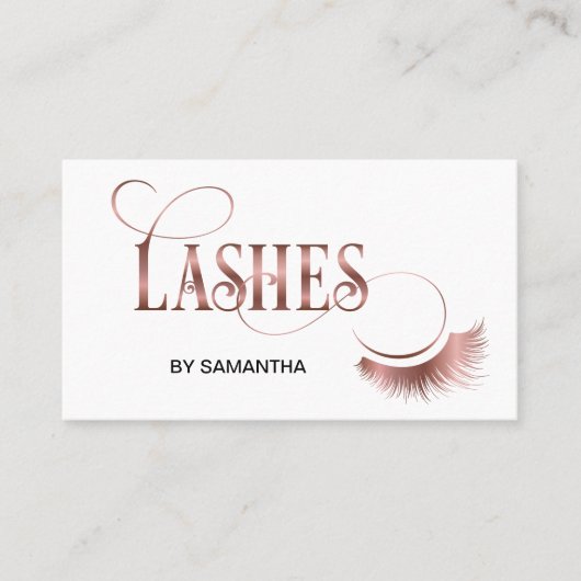 Lashes Modern Roos Gold Typography Make-up Artist Visitekaartje (Voorkant)