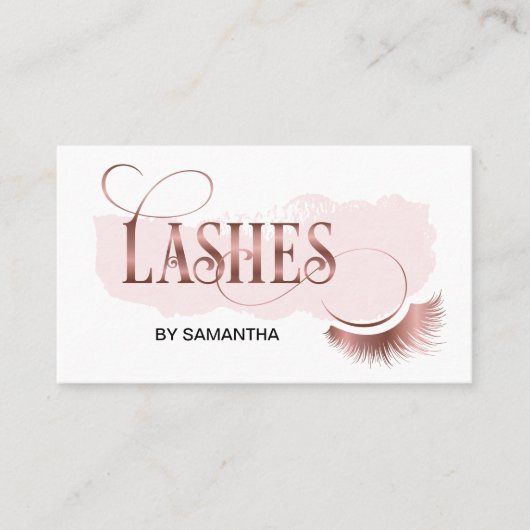Lashes Modern Roos Gold Typography Make-up Artist Visitekaartje (Voorkant)