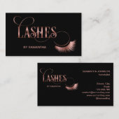 Lashes Modern Roos Gold Typography Make-up Artist Visitekaartje (Voorkant / Achterkant)