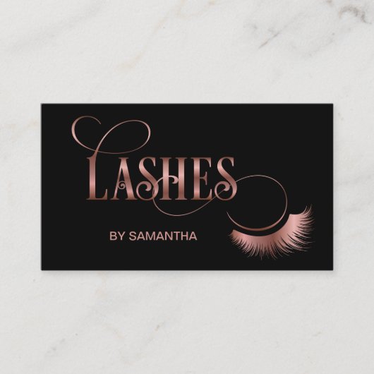 Lashes Modern Roos Gold Typography Make-up Artist Visitekaartje (Voorkant)