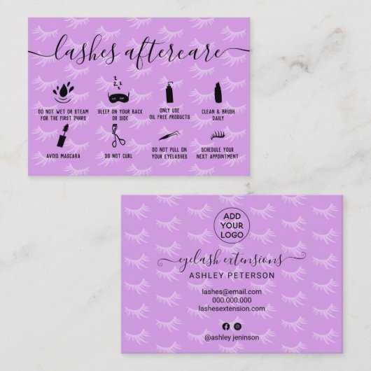 Lashes nascare blush paarse illustraties visitekaartje (Voorkant / Achterkant)