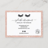 Lashes nascare illustraties roos goud glitter visitekaartje (Achterkant)