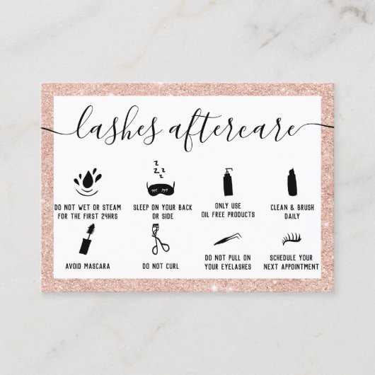 Lashes nascare illustraties roos goud glitter visitekaartje (Voorkant)