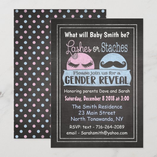 Lashes of Stages gender onthullen uitnodiging (Voorkant / Achterkant)