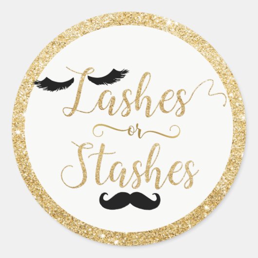 Lashes of Stashes Baby shower Geslacht onthullen g Ronde Sticker (Voorkant)