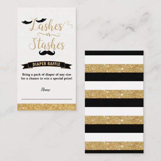 Lashes of Stashes Geslacht onthullen gouden luier Informatiekaartje (Voorkant / Achterkant)