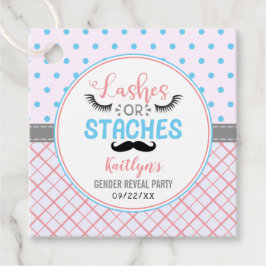 "Lashes or Staches" Modern Gender Reopenbaarmaking Bedankjes Labels