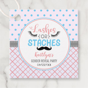 "Lashes or Staches" Modern Gender Reopenbaarmaking Bedankjes Labels