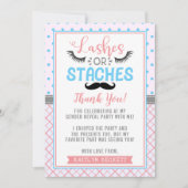 "Lashes or Staches" Modern Gender Reopenbaarmaking Bedankkaart (Voorkant)
