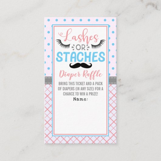 "Lashes or Staches" Modern Gender Reopenbaarmaking Informatiekaartje (Voorkant)