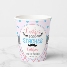 "Lashes or Staches" Modern Gender Reopenbaarmaking Papieren Bekers