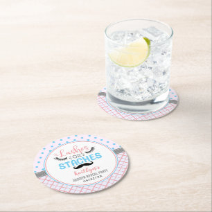 "Lashes or Staches" Modern Gender Reopenbaarmaking Ronde Kartonnen Onderzetter