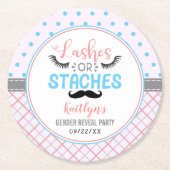 "Lashes or Staches" Modern Gender Reopenbaarmaking Ronde Kartonnen Onderzetter (Voorkant)