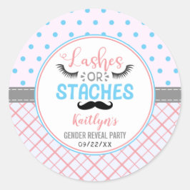 "Lashes or Staches" Modern Gender Reopenbaarmaking Ronde Sticker
