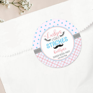 "Lashes or Staches" Modern Gender Reopenbaarmaking Ronde Sticker