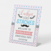 "Lashes or Staches" Reclamebord Met Voetstuk (Voorkant)