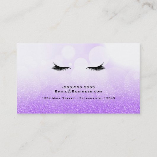 Lashes Paarse Sparkle Glamour Wimpers Make-up Visitekaartje (Achterkant)