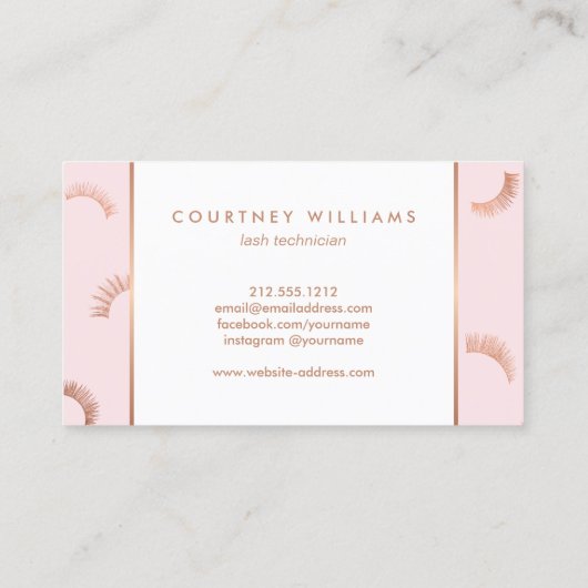 Lashes patroonroze/Roos Gold Visitekaartje (Achterkant)