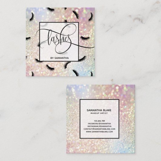 Lashes Pattern Lots Lots of Lashes Eyelash Artist Vierkante Visitekaartje (Voorkant / Achterkant)