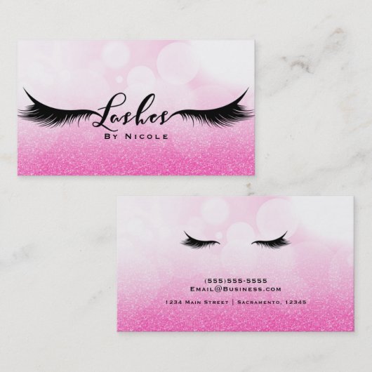 Lashes Pink Sparkle Glamour Wimpers Make-up Visitekaartje (Voorkant / Achterkant)