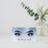 *~* Lashes QR Brows Extensions BLUE glitter Visitekaartje (Staand voorkant)