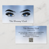 *~* Lashes QR Brows Extensions BLUE glitter Visitekaartje (Voorkant / Achterkant)