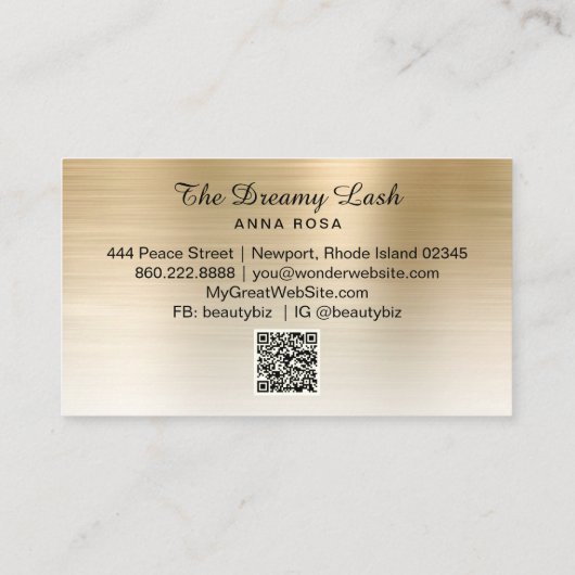 *~* Lashes QR Brows Extensions Gold Glitter Visitekaartje (Achterkant)