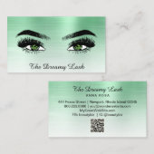 *~* Lashes QR Brows Extensions GREEN glitter Visitekaartje (Voorkant / Achterkant)