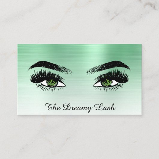 *~* Lashes QR Brows Extensions GREEN glitter Visitekaartje (Voorkant)