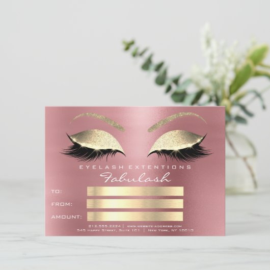 Lashes Red Bean Roos Gold Makeup Certificate Gift (Staand voorkant)