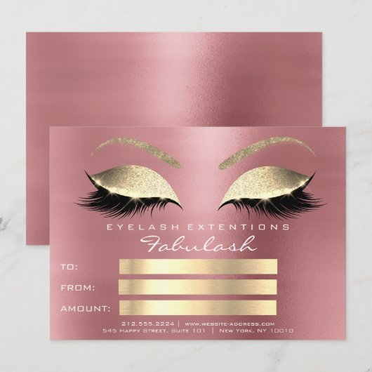Lashes Red Bean Roos Gold Makeup Certificate Gift (Voorkant / Achterkant)
