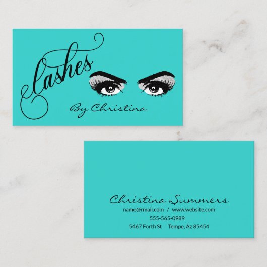 Lashes Robin's Egg Blue glitter Wimper Eyes Visitekaartje (Voorkant / Achterkant)