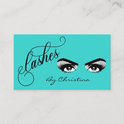 Lashes Robin's Egg Blue glitter Wimper Eyes Visitekaartje (Voorkant)
