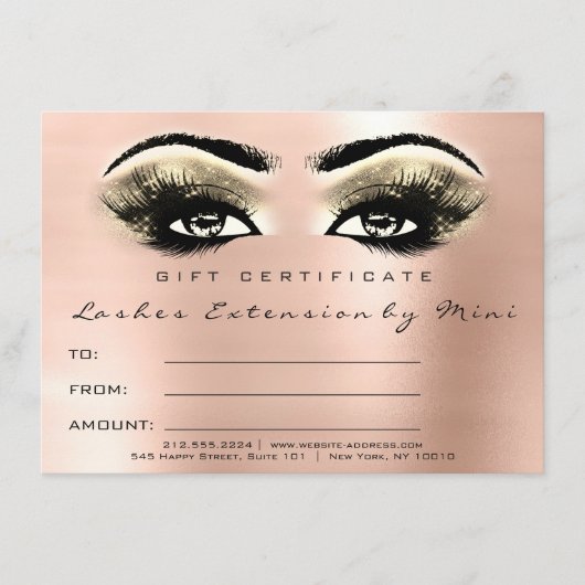 Lashes Roos Gold Blush Makeup Certificate Gift (Voorkant)