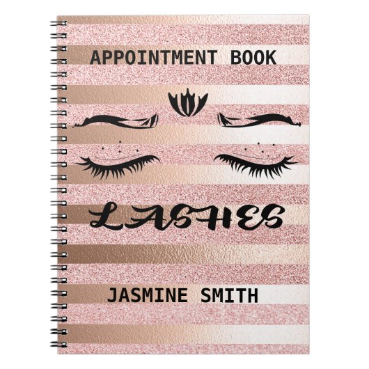 Lashes Roos Gold Glitter Appointment Planner Notitieboek (Voorkant)