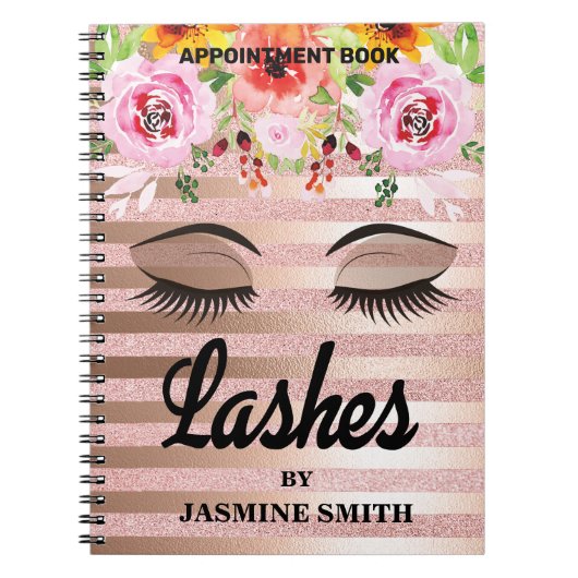 Lashes Roos Gold Glitter Appointment Planner Notitieboek (Voorkant)